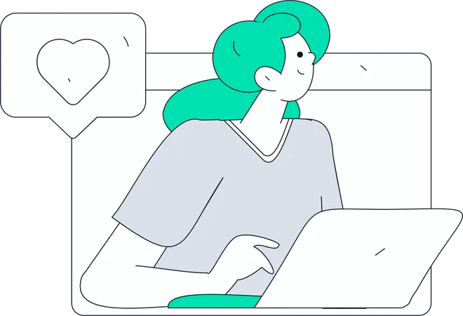 Girl doing video conferencing  Illustration