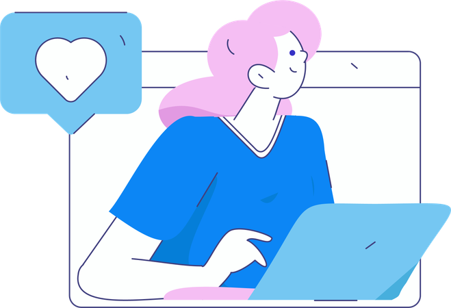 Girl doing video conferencing  Illustration