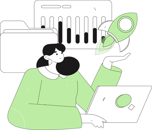 Girl doing video conferencing  Illustration