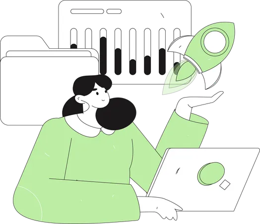 Girl doing video conferencing  Illustration