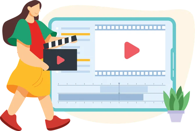 Video Editing Flat Illustration In This Design You Can See How Technology Connect To Each Other Each File Comes With A Project In Which You Can Easily Change Colors And More Illustration