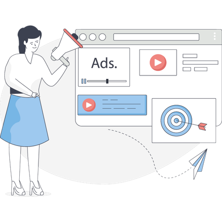 Girl doing video marketing with marketing goal  Illustration