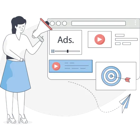 Girl doing video marketing with marketing goal  Illustration