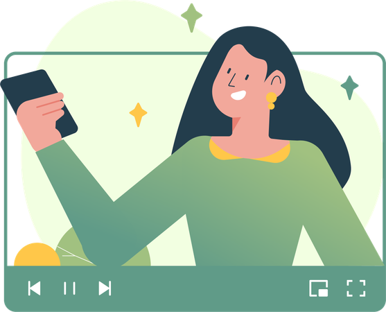 Girl doing Video Streaming  Illustration