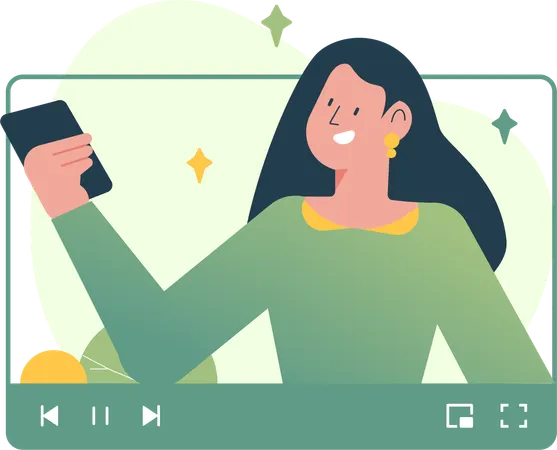 Girl doing Video Streaming  Illustration