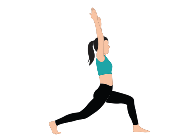 Girl doing virbhadrasana  Illustration