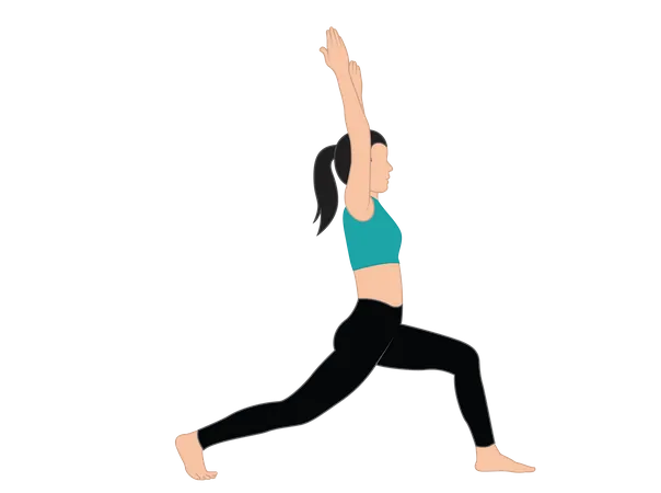 Girl doing virbhadrasana  Illustration