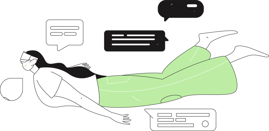Girl doing virtual chat using vr glass  Illustration