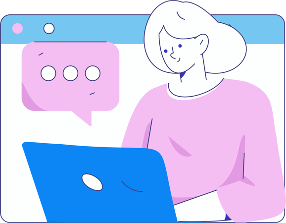 Girl doing virtual online meeting  Illustration