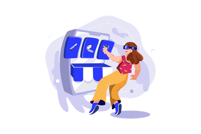 Girl doing Virtual shopping  Illustration