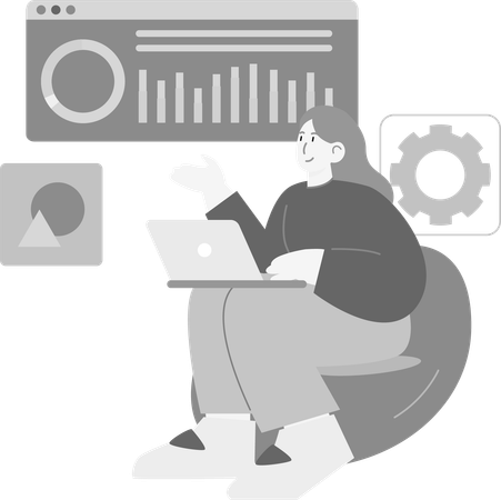 Girl doing Visual Development & Analysis  Illustration