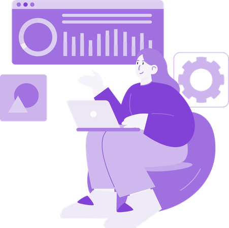 Girl doing Visual Development & Analysis  Illustration