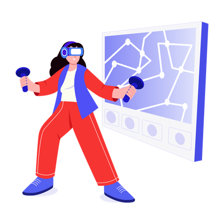 Girl doing vr gaming  Illustration