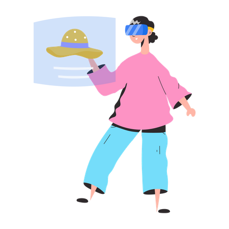 Girl doing VR Shopping  Illustration
