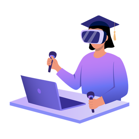 Girl doing vr study  Illustration