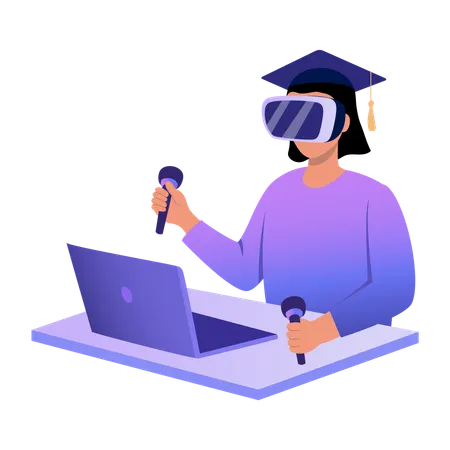 Girl doing vr study  Illustration