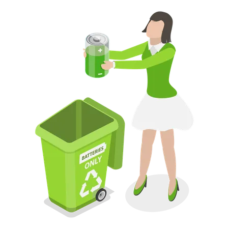 Girl doing waste recycling  Illustration