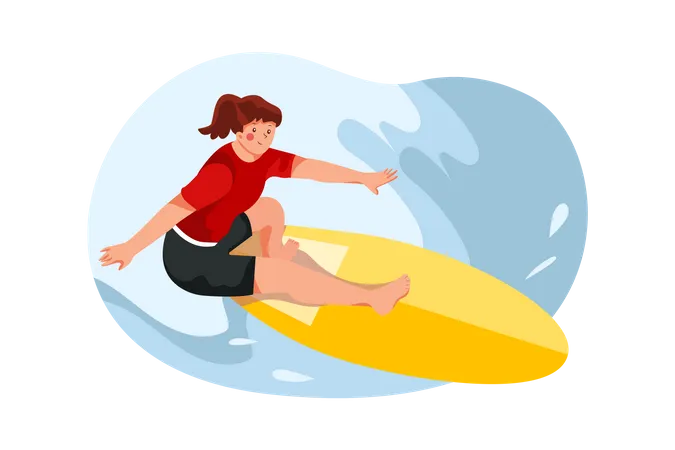 Girl doing water surfing  Illustration