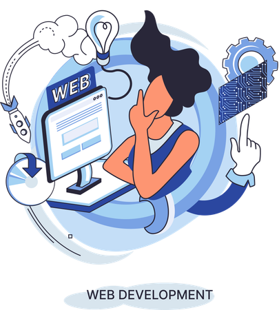 Girl doing Web development  Illustration