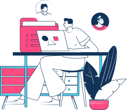 Girl doing web meeting  Illustration