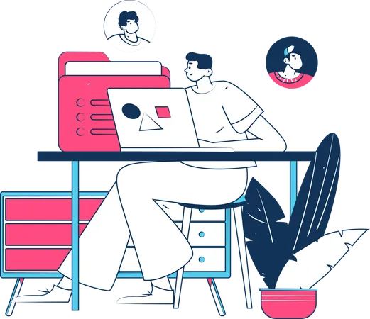 Girl doing web meeting  Illustration