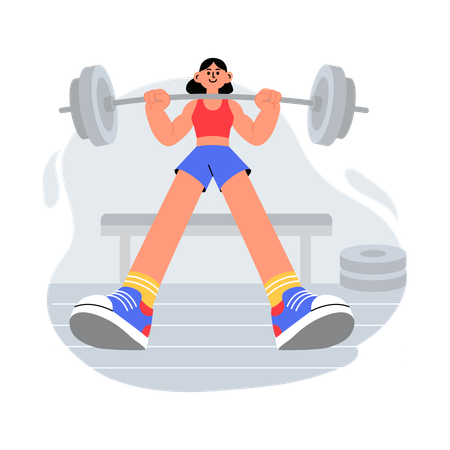 Girl doing Weight Lifting at Gym  Illustration