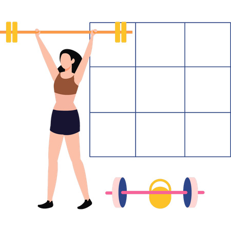 Girl doing weightlifting at gym  Illustration