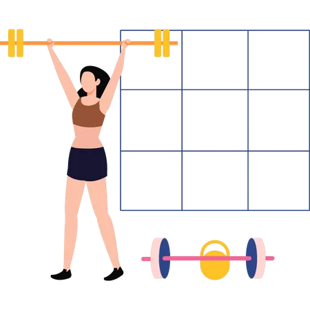 Girl doing weightlifting at gym  Illustration