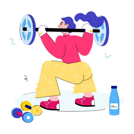 Girl doing Weightlifting workout  イラスト
