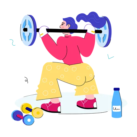 Girl doing Weightlifting workout  Illustration
