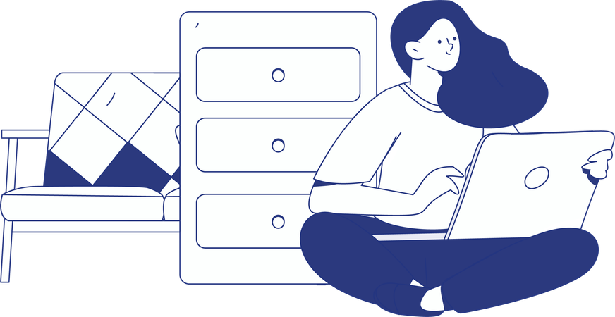 Girl doing work from home  Illustration