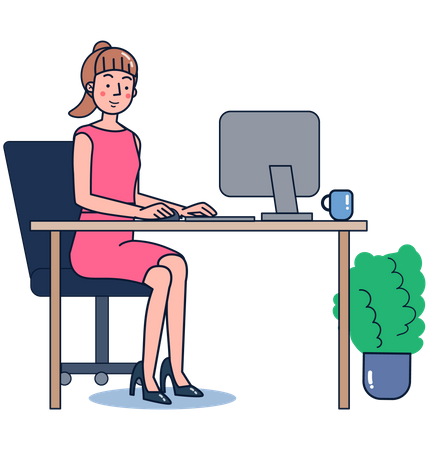 Girl doing work from home  Illustration