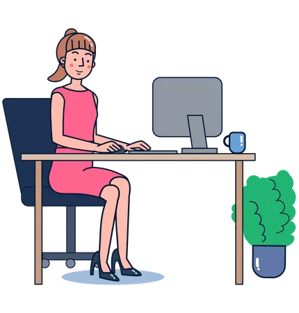 Girl doing work from home  Illustration