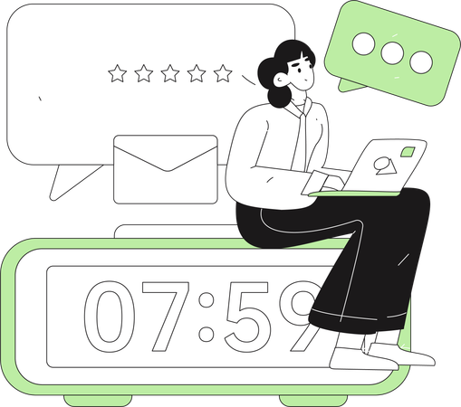 Girl doing work in Working time  Illustration