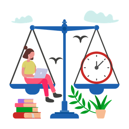 Girl doing Work Life Balance  Illustration