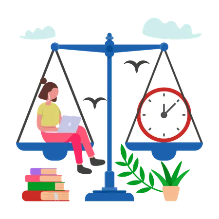 Girl doing Work Life Balance  Illustration
