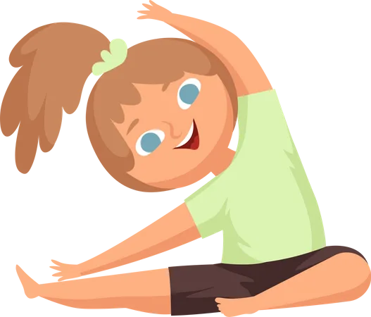 Yoga Kids Children Making Exercises Different Poses Healthy Illustration