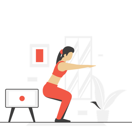 Girl doing Workout At Home  Illustration
