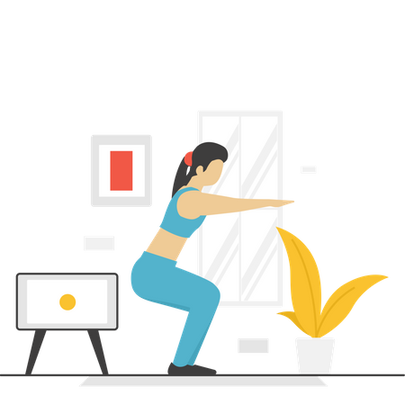 Girl doing Workout At Home  Illustration