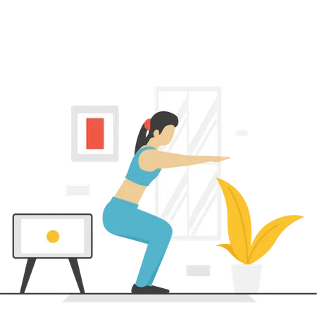 Girl doing Workout At Home  Illustration