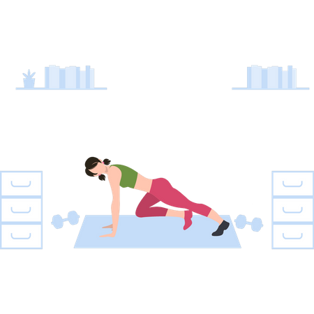 Girl doing workout at home  Illustration