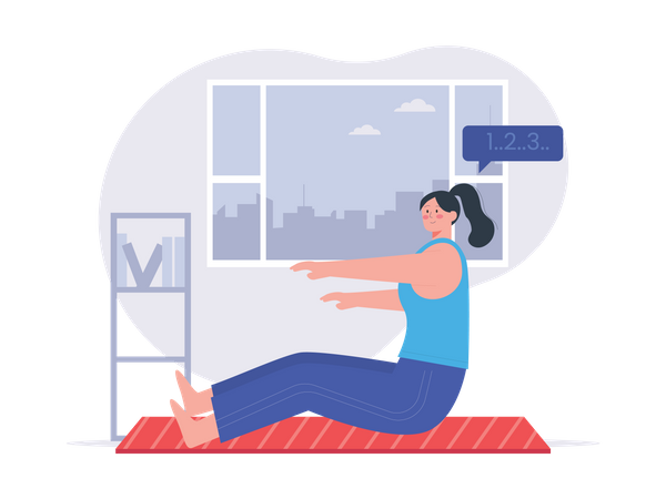 Girl doing workout count Illustration