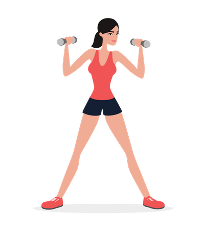 Girl Doing Workout with dumbbell  Illustration
