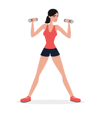 Girl Doing Workout with dumbbell  Illustration