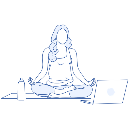 Girl doing yoga at home Illustration