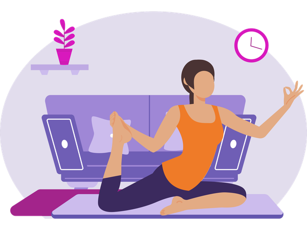 Girl doing yoga at home  Illustration