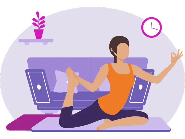 Girl doing yoga at home  Illustration