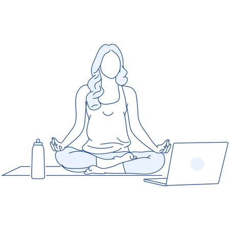 Girl doing yoga at home  Illustration