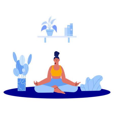 Girl doing yoga at home  Illustration