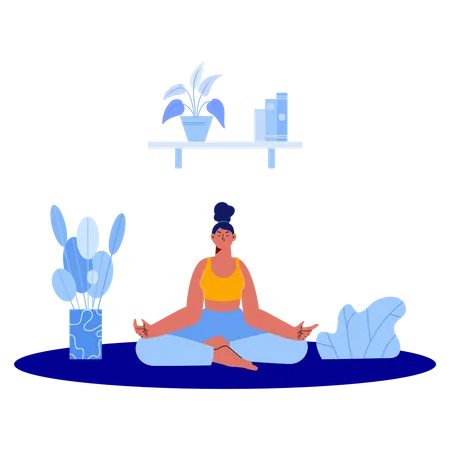 Girl doing yoga at home  Illustration